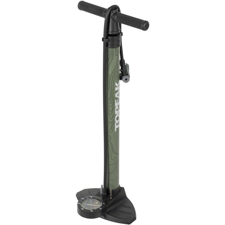 Joeblow Mountain II Floor Pump - Steel Barrel / Plastic Base, 3.5" Gauge, 60 Psi /4 Bar, Twinhead
