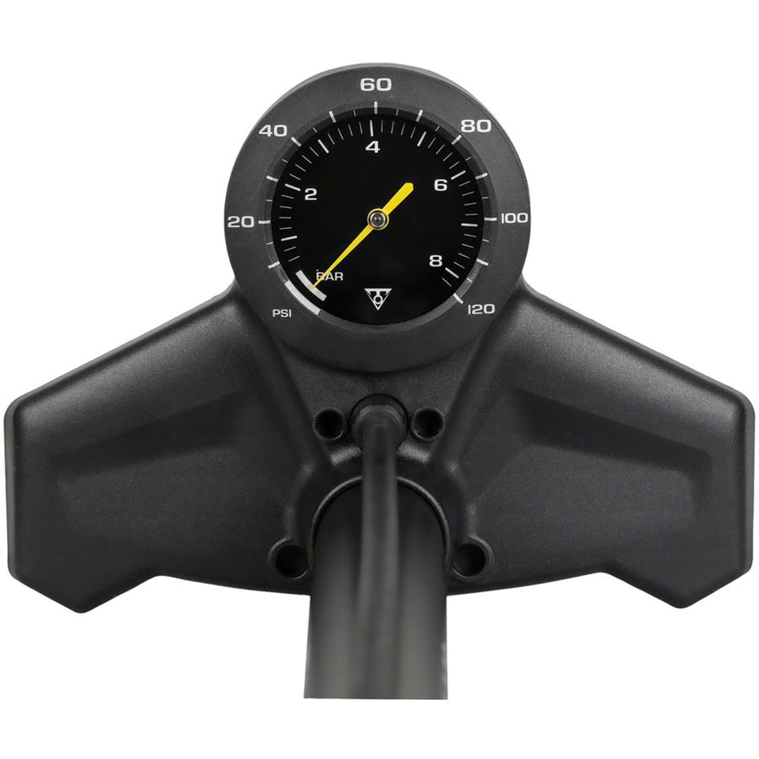 Joeblow Urban Ex Floor Pump - Steel Barrel / Plastic Base,  3.5" Base Mount Gauge, 120 Psi /8 Bar, Smarthead, Black/Sand