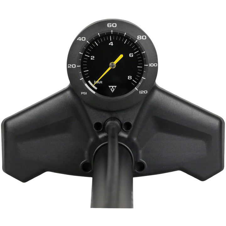 Joeblow Urban Ex Floor Pump - Steel Barrel / Plastic Base,  3.5" Base Mount Gauge, 120 Psi /8 Bar, Smarthead, Black/Sand