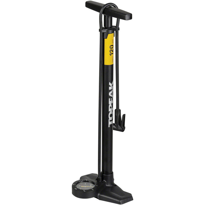Joeblow Urban Ex Floor Pump - Steel Barrel / Plastic Base,  3.5" Base Mount Gauge, 120 Psi /8 Bar, Smarthead, Black/Sand