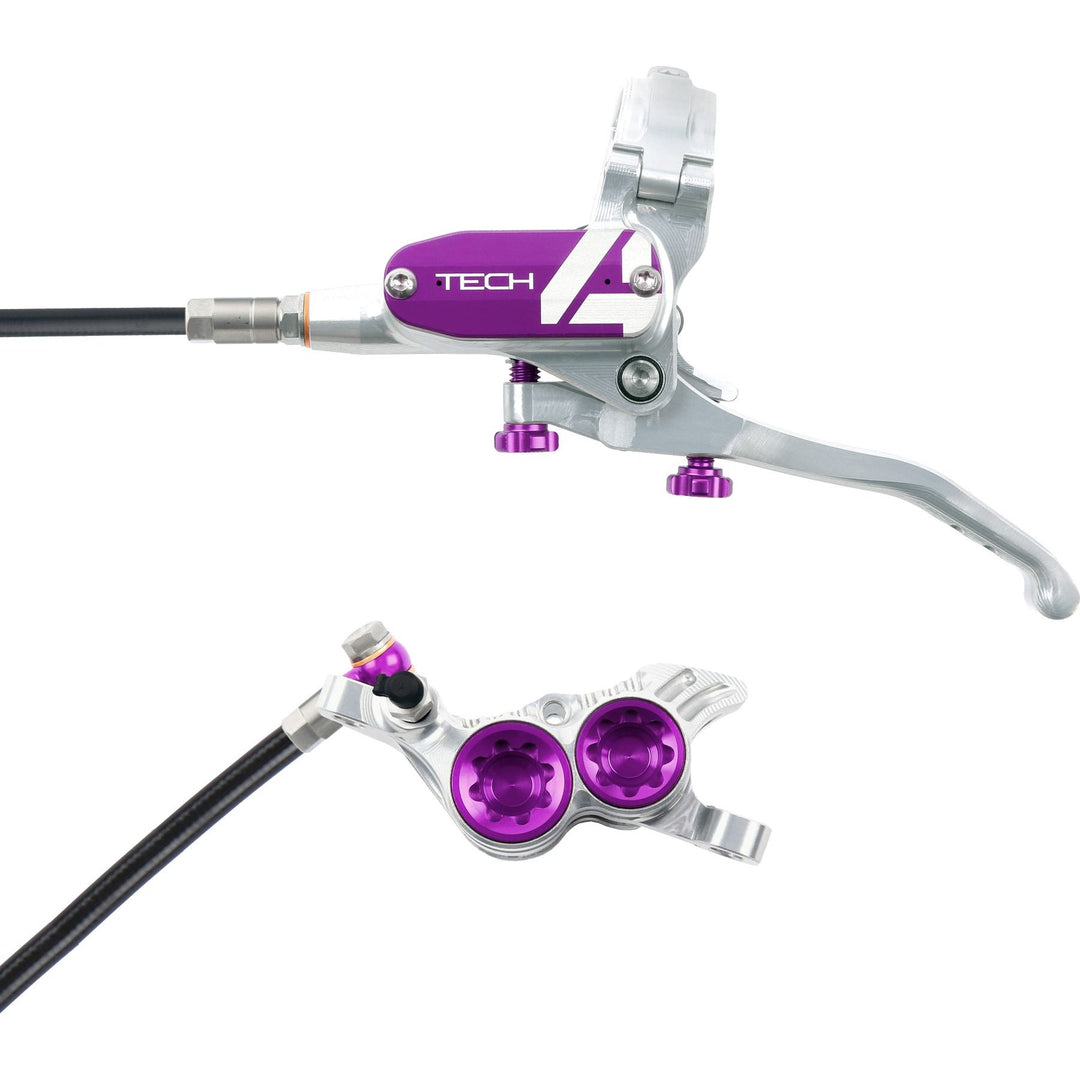 Hope Tech 4 V4 standard hose disc brake - Silver/Purple