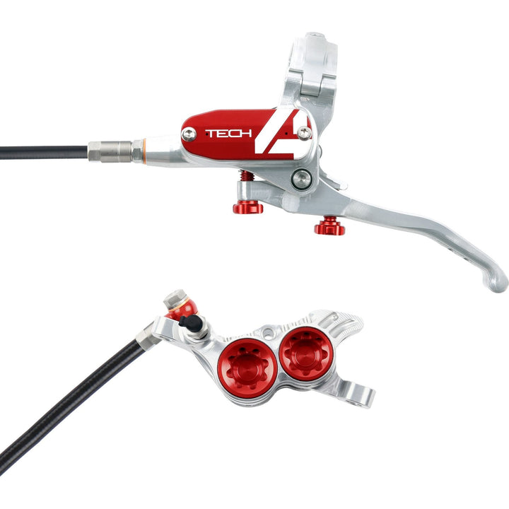 Hope Tech 4 V4 standard hose disc brake - Silver/Red