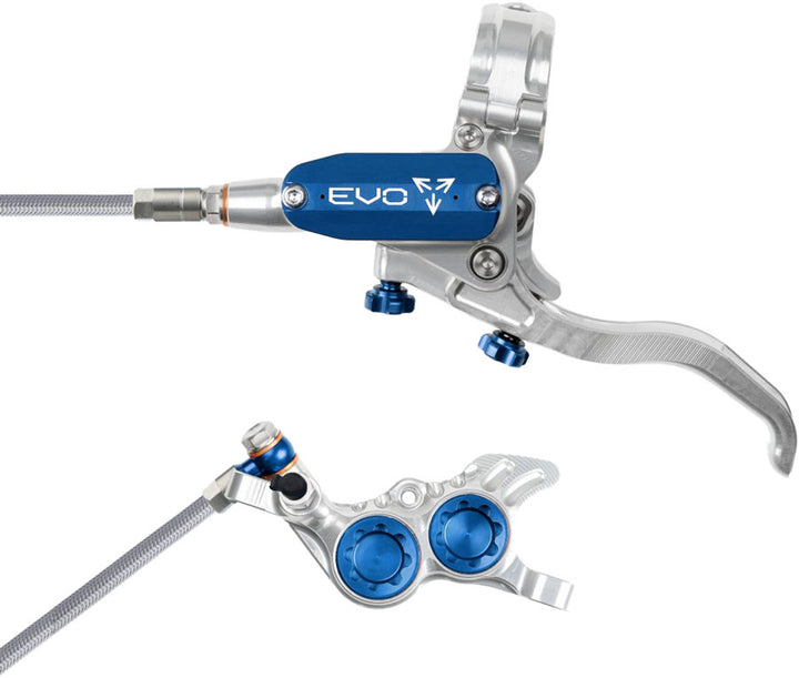 Hope EVO GR4 braided disc brake - Silver/Blue - left hand
