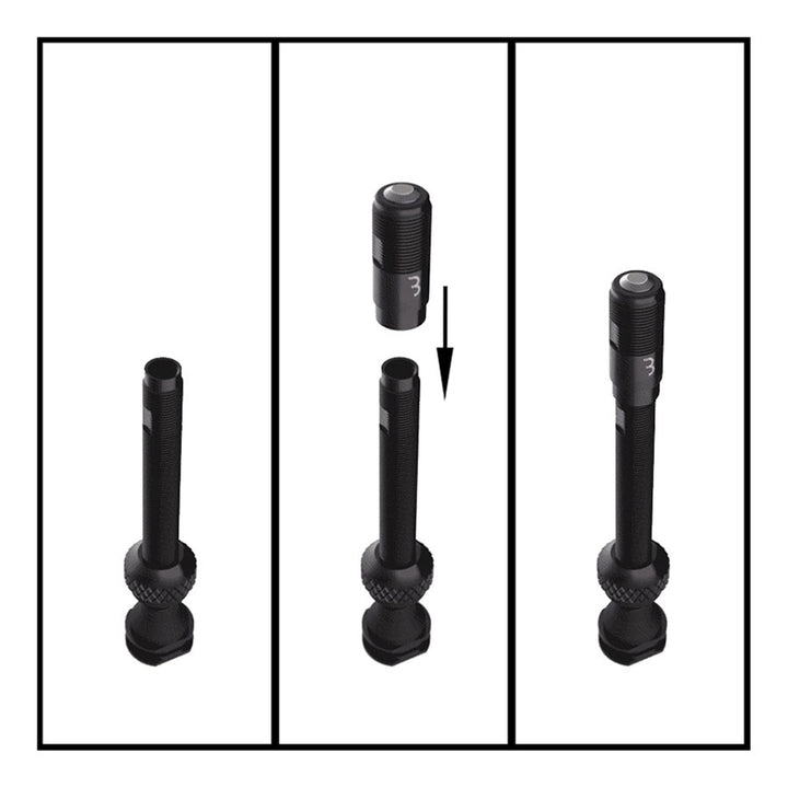 BTI-166 Valve CoreCap, Tubeless Valve, 40mm, Black, Pair