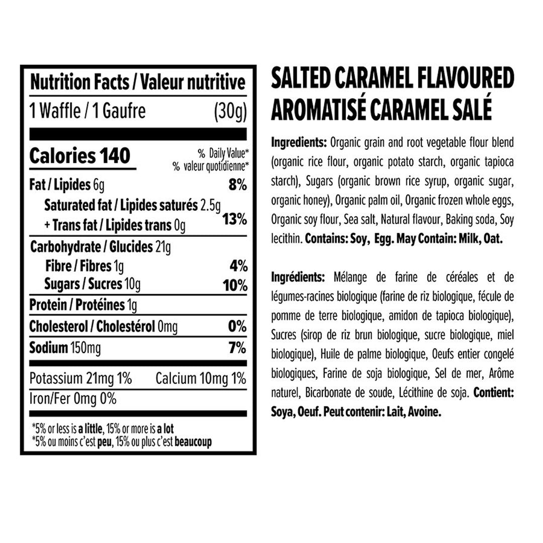 Organic Gluten Free Waffles, Bars, Salted caramel, 12pcs
